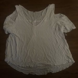 Free People Open Shoulder White Tee